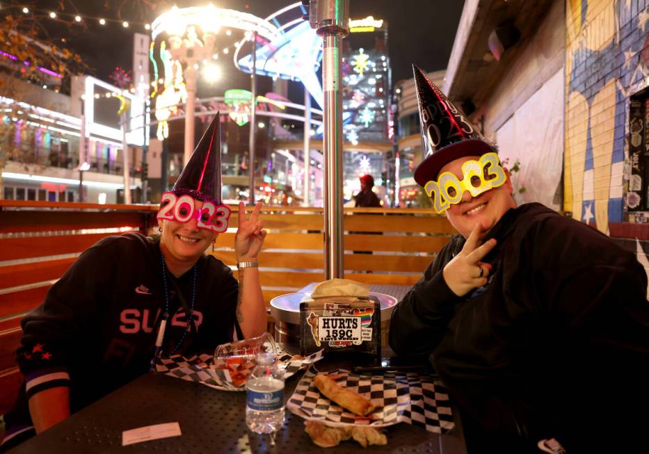 Brenda Woodward, left, and her wife Michelle Woodward “carb load” at Evel Pie on East Fremo ...