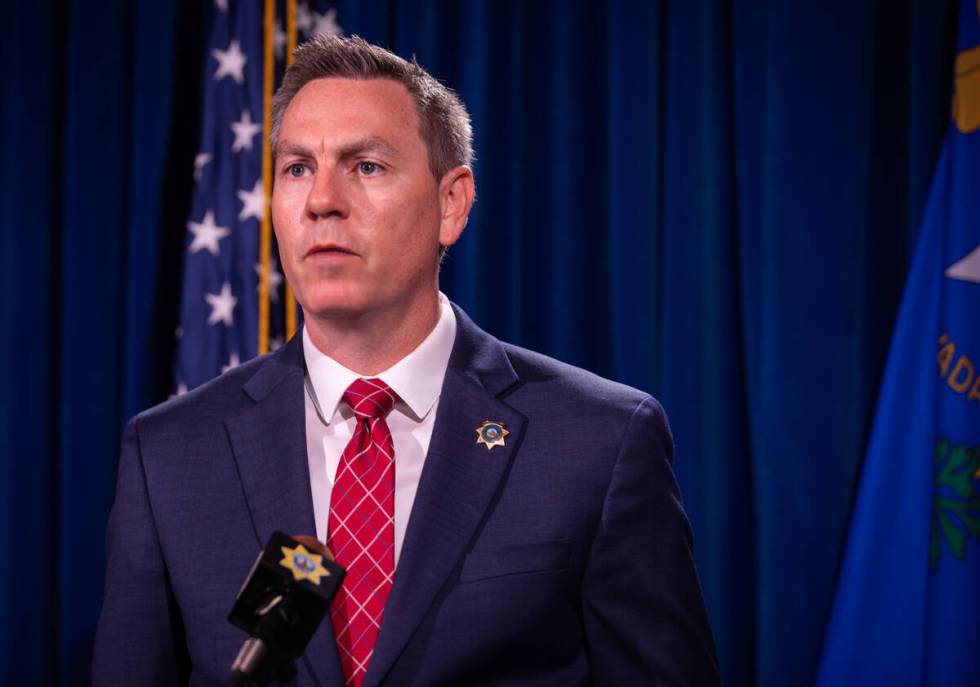 Las Vegas Metro Police Department Lt. Jason Johansson speaks during a press conference to provi ...