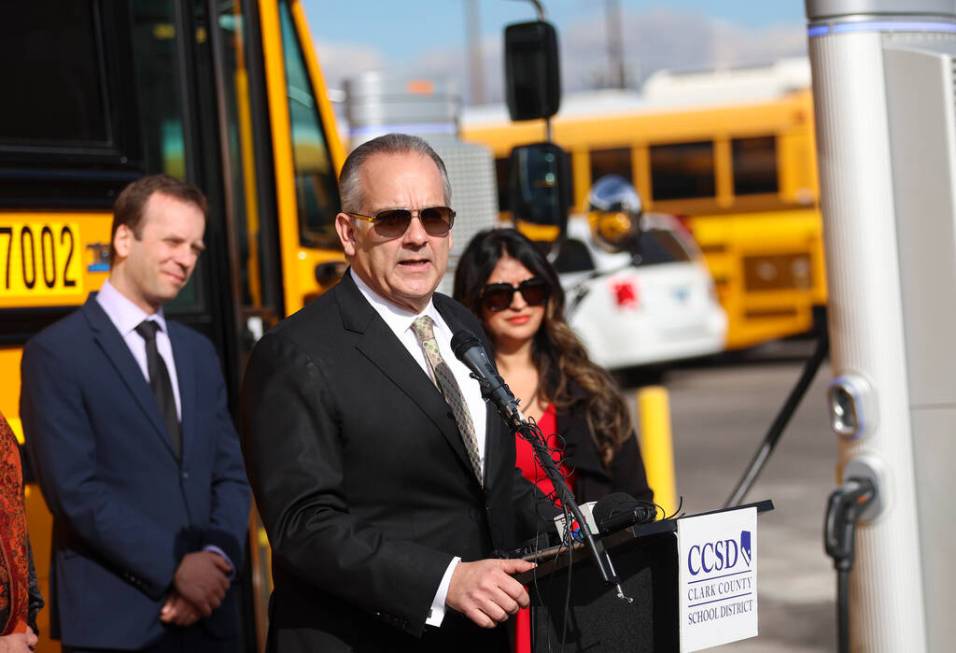 Clark County School District Superintendent Jesus Jara talks bout the school district's first e ...