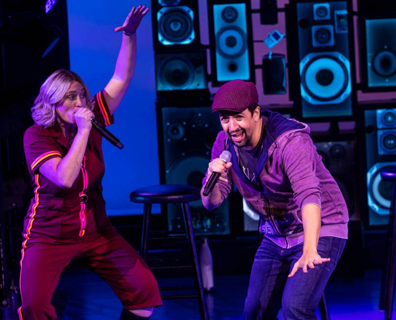 Lin-Manuel Miranda, co-creator of Freestyle Love Supreme, performs alongside cast members Kaila ...