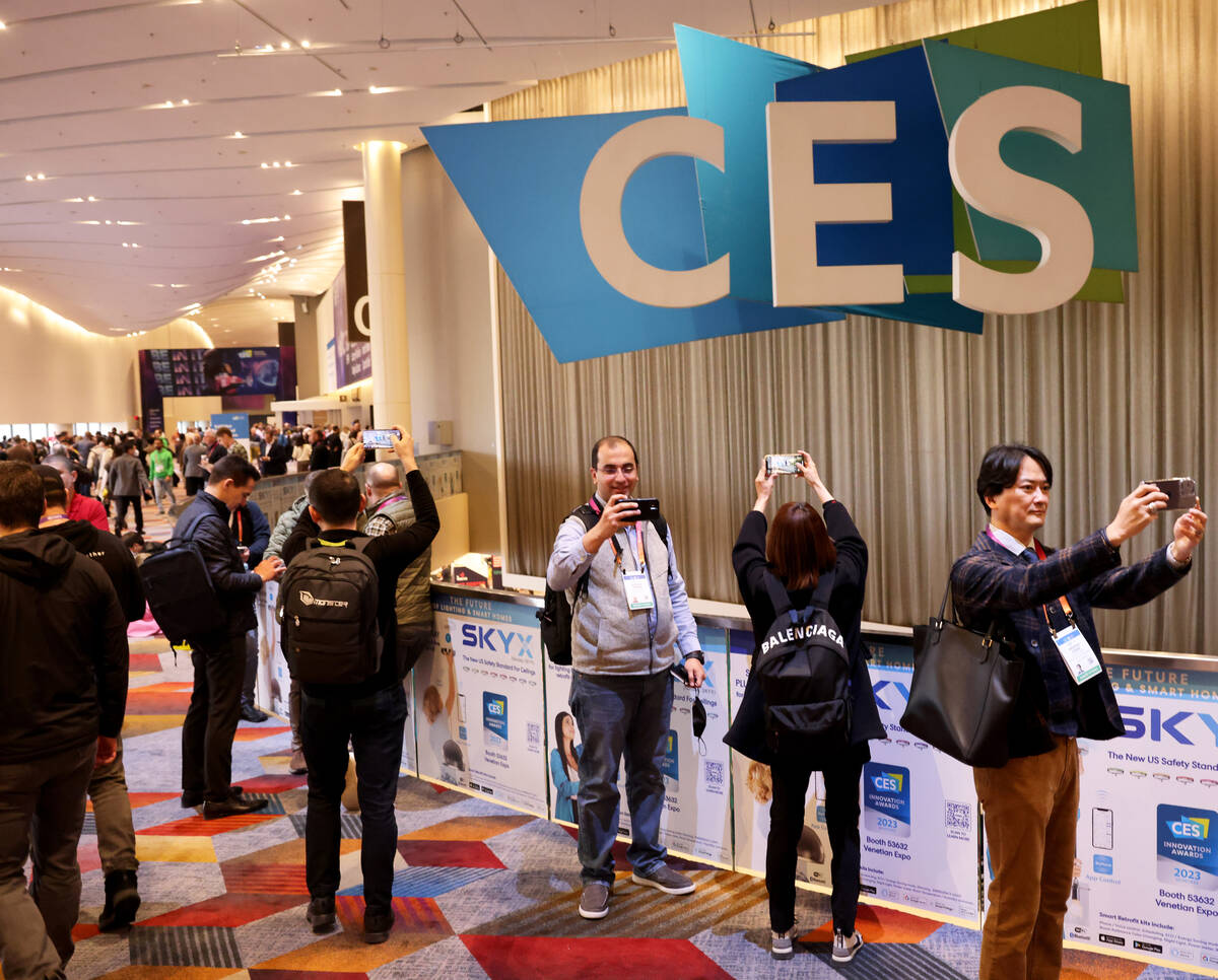 Conventioneers arrive for CES at Venetian Expo in Las Vegas Thursday, Jan. 4, 2023. The interna ...