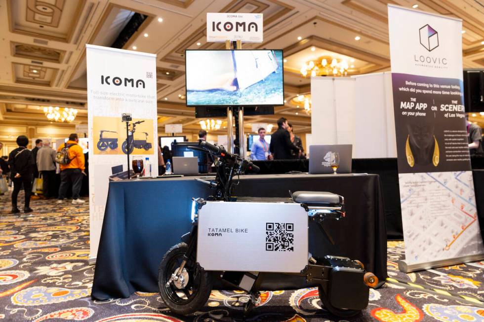 The Icoma Tatamel electric bike is showcased during the CES ShowStoppers event at the Bellagio ...