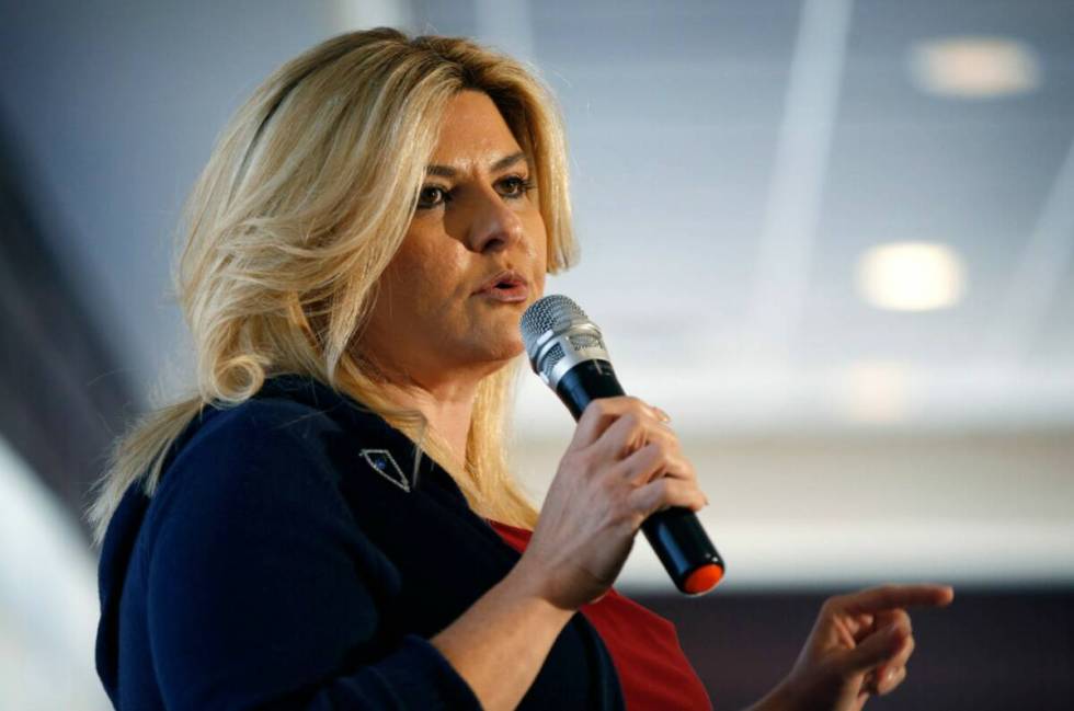 Michele Fiore participates in a debate in Henderson in 2016. (AP Photo/John Locher)