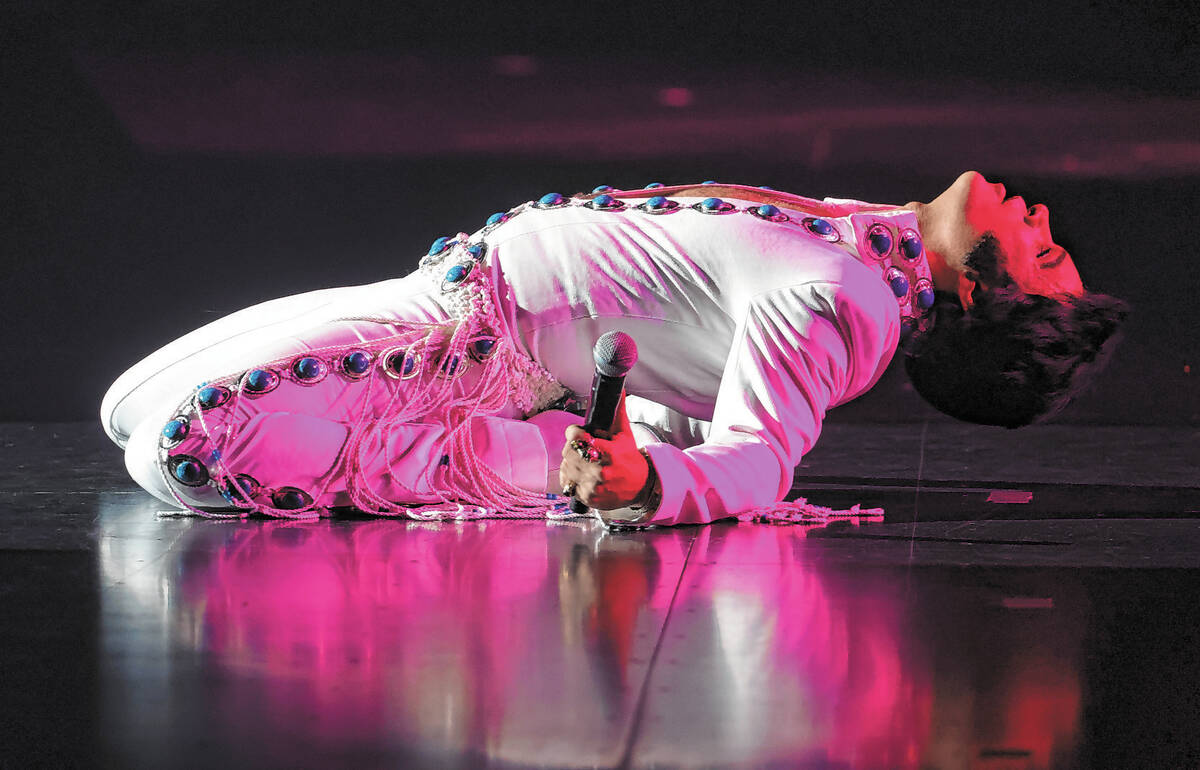 FILE - Elvis tribute artist Ted Torres Martin performs during the The King of Las Vegas festiva ...