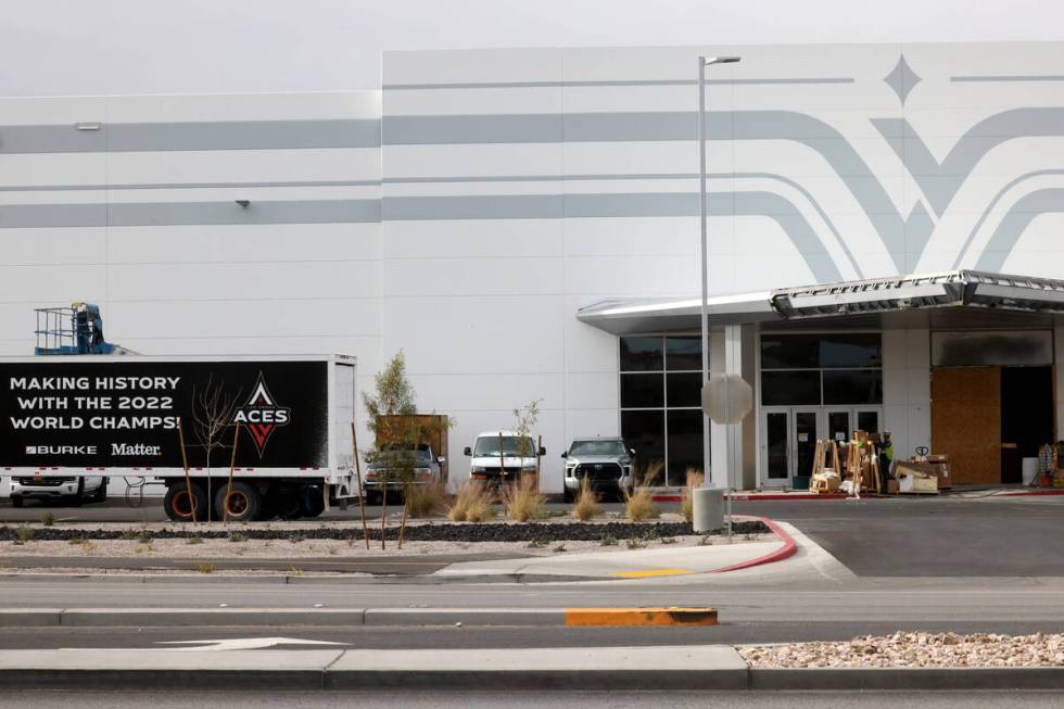 The Las Vegas Aces training facility under construction adjacent to the Las Vegas Raiders headq ...