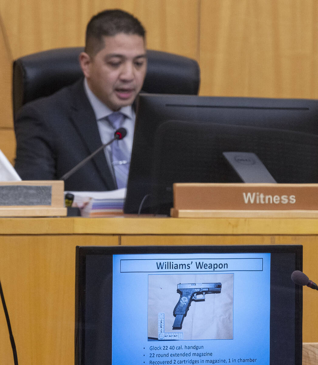 Isaiah Williams's weapon was displayed as Las Vegas Metro Police Department Detective Scott Men ...