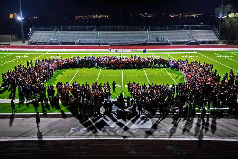 A celebration of life for Ashari Hughes is held at Desert Oasis High School after the girls var ...