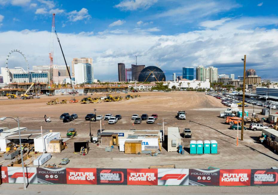 The construction site where Formula One is building a four-story, 300,000-square-foot paddock b ...