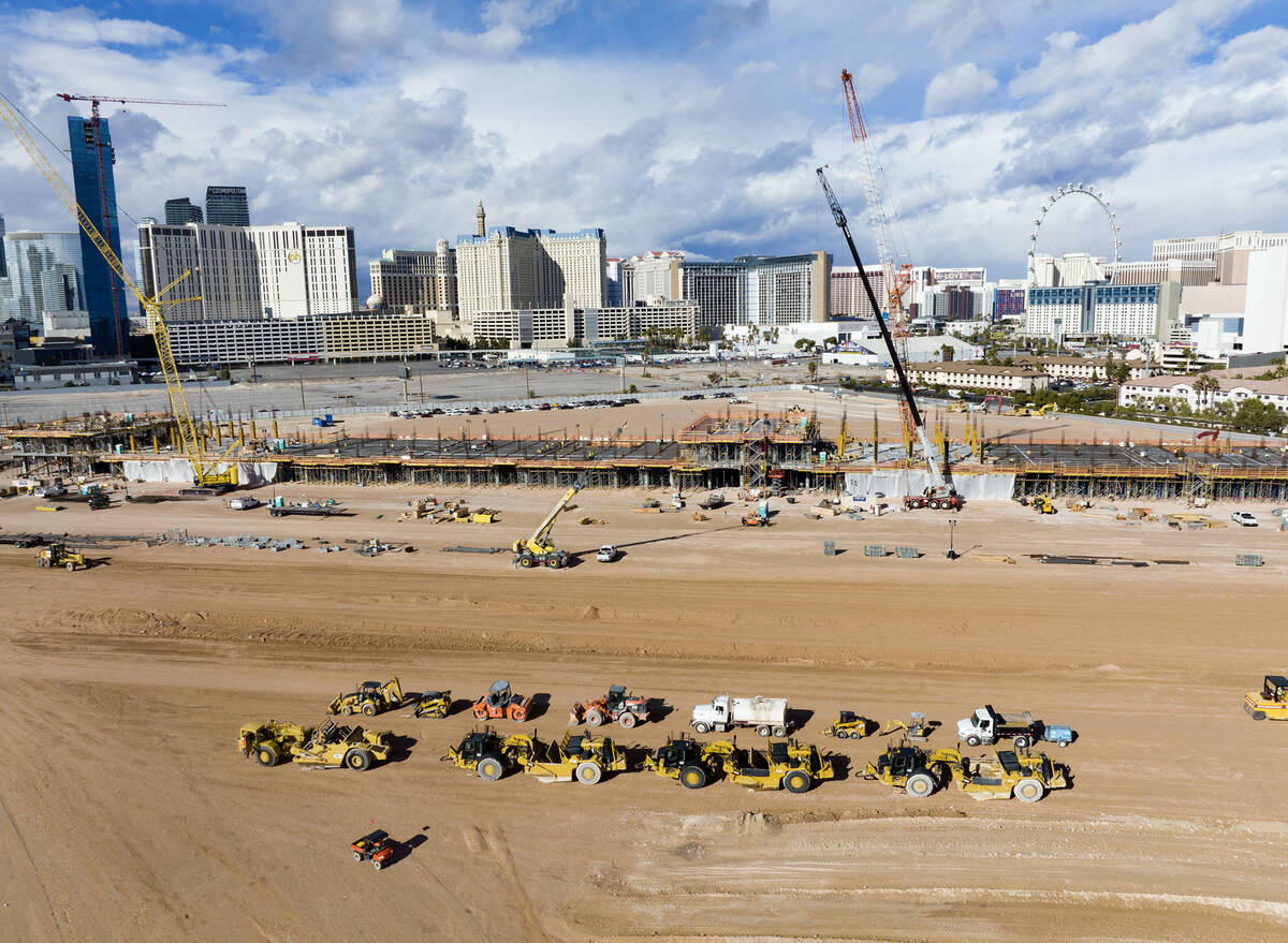 The construction site where Formula One is building a four-story, 300,000-square-foot paddock b ...