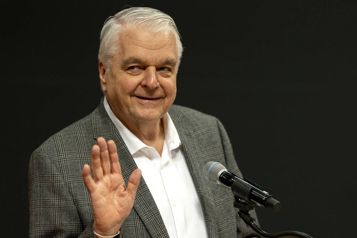 Gov. Steve Sisolak speaks during a panel about projects planned for the development of the Las ...