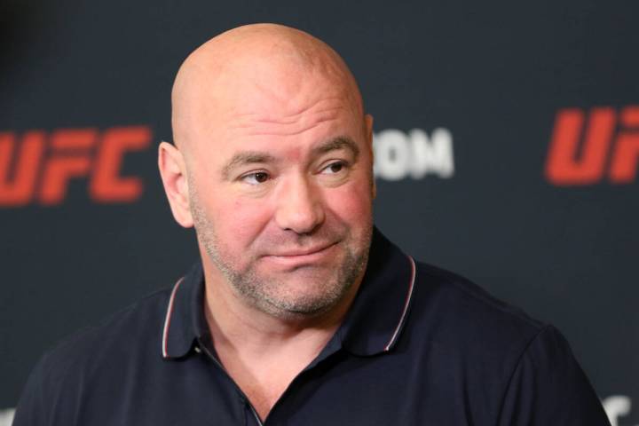 UFC president Dana White listens to questions during a press conference at the UFC Apex in Las ...