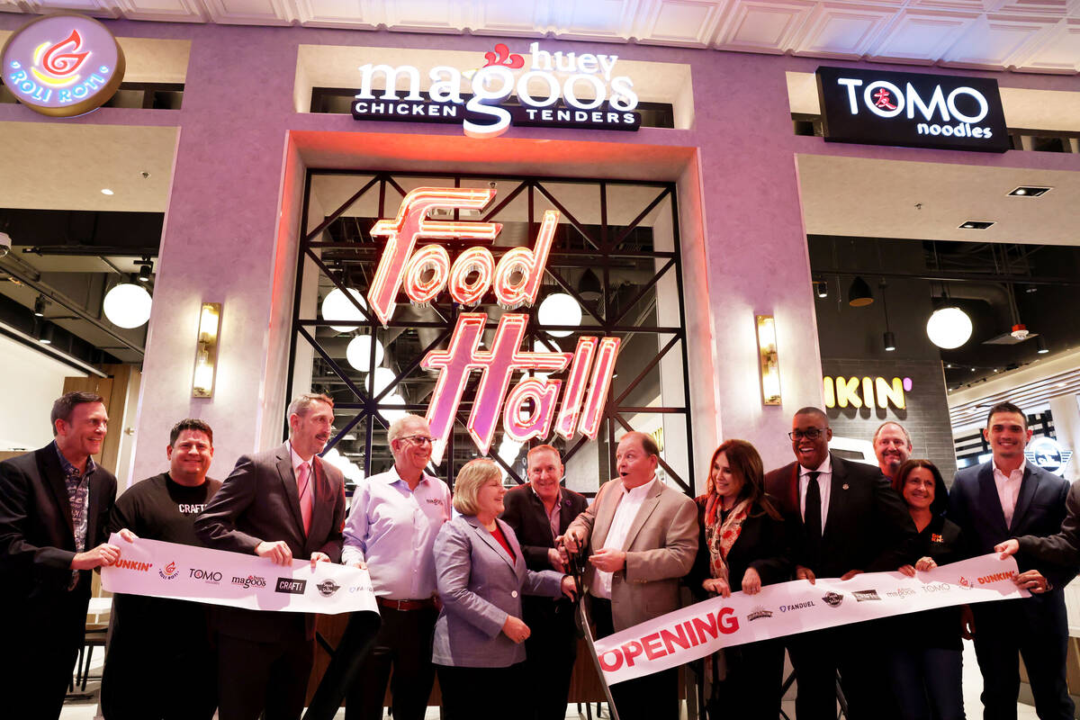 Boyd Gaming executives, dignitaries and representatives from six casual eateries cut the ribbon ...