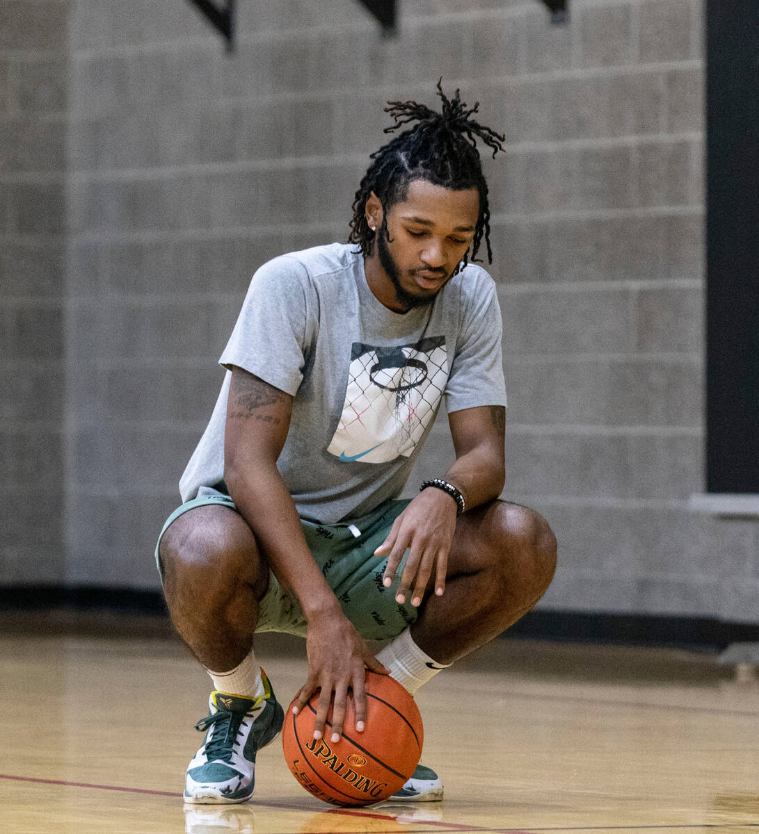 Former Coronado basketball standout Felix Reeves takes a break during his training secession a ...