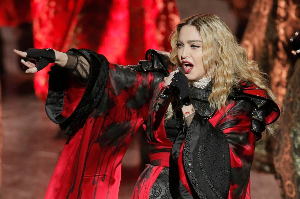 Madonna performs during the Rebel Heart World Tour in Macau, China, Saturday, Feb. 20, 2016. Ma ...