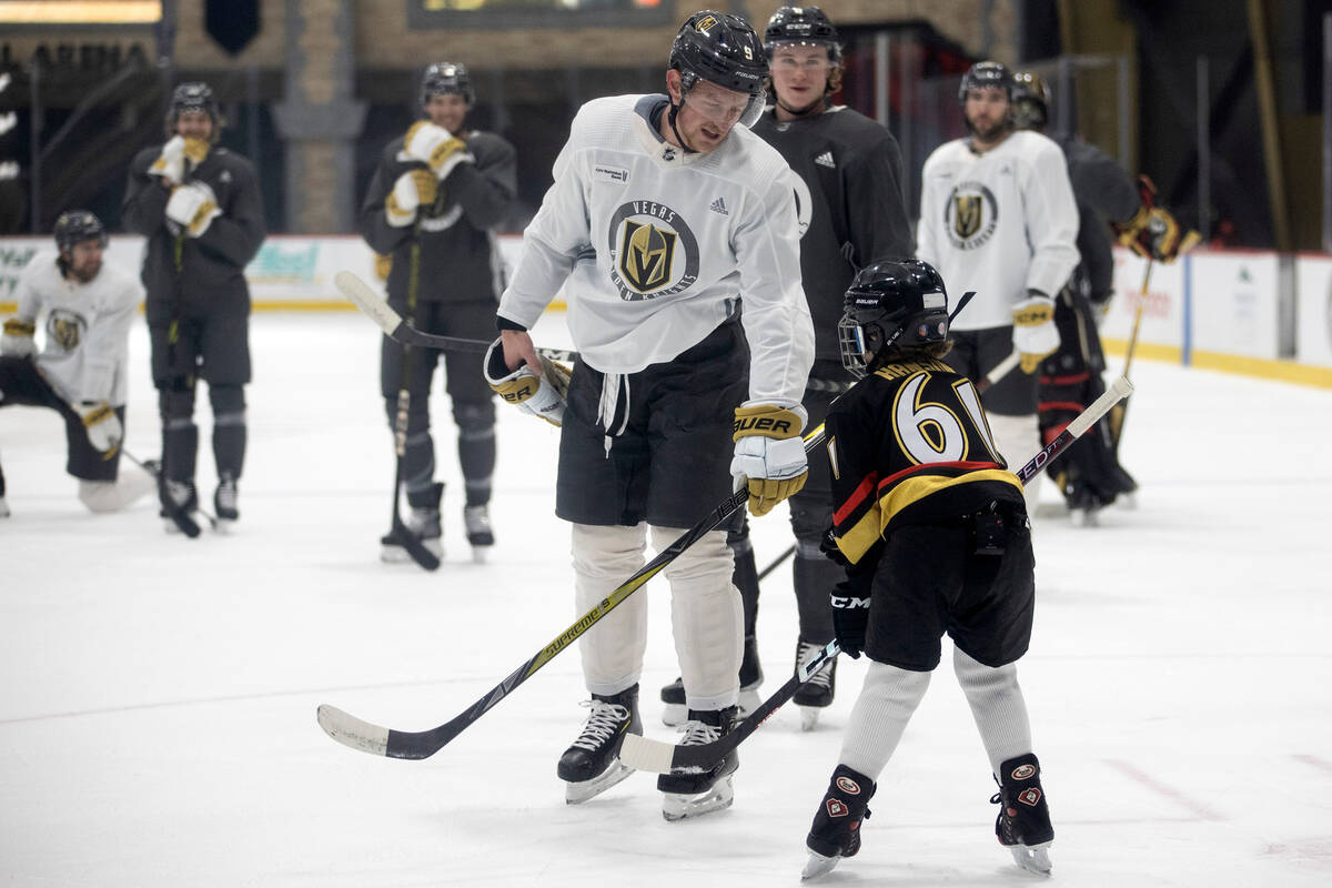 Golden Knights center Jack Eichel critiques Annabelle Hanson’s form during practice City ...