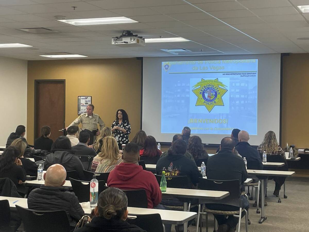 Clark County Sheriff Kevin McMahill welcoming the first 2023 class of the Hispanic Citizen Poli ...