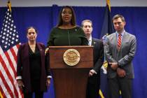 New York Attorney General Letitia James speaks during a news conference on Sept. 21, 2022, in N ...