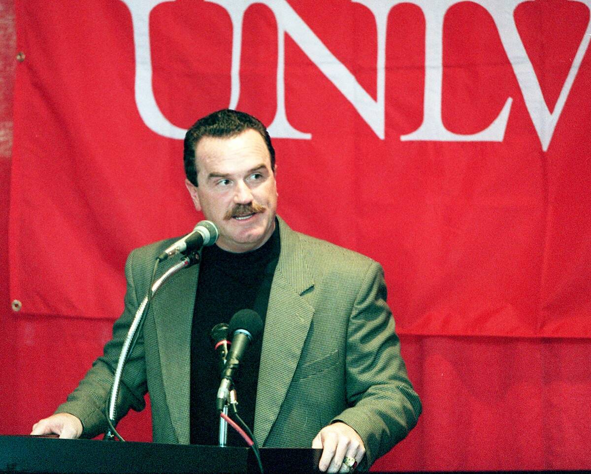 Sports 2 5 97 UNLV Football Coach Jeff Horton in Si Redd Room at the Thomas Mack announces new ...