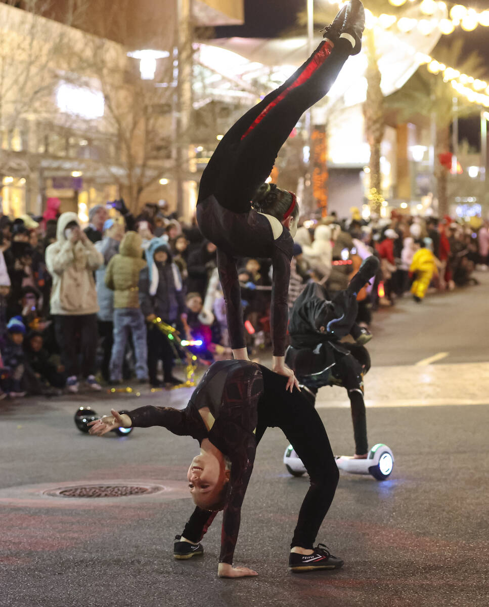 Members of K-Star Training Academy perform during Downtown Summerlin's Lunar New Year Parade on ...