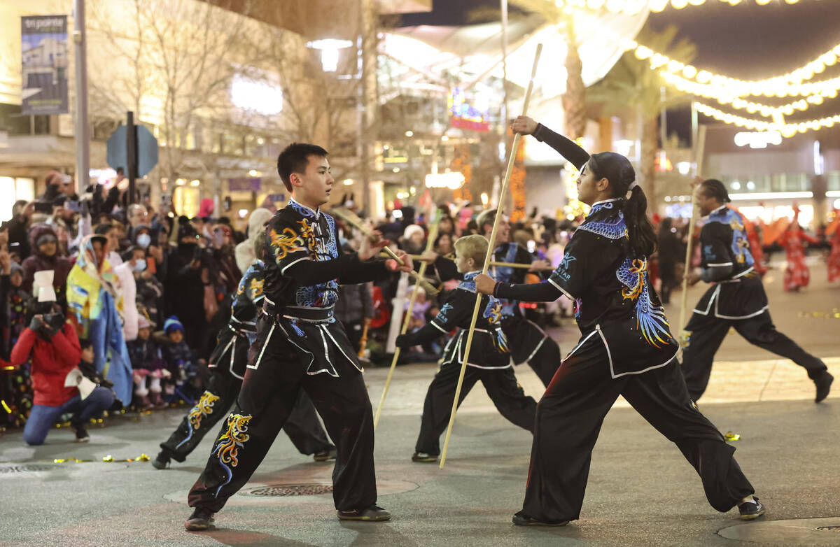 Best Agency performers entertain the crowd during Downtown Summerlin's Lunar New Year Parade on ...