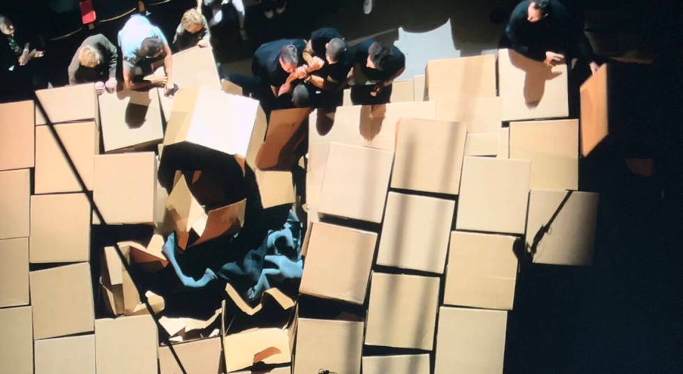 David Blaine is shown after falling some 80 feet into cardboard boxes on opening night of his " ...