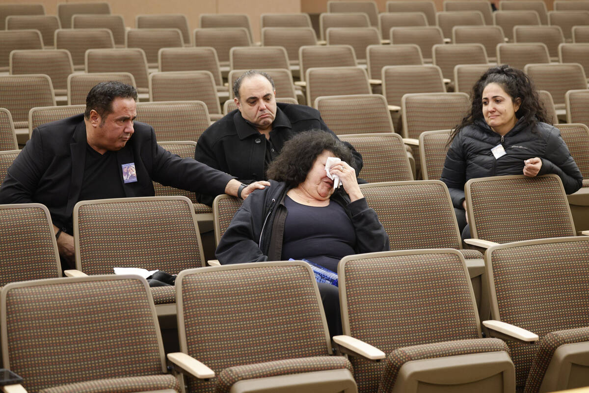 Shooting victim Dianne Hawatmeh’s mother Mona Sayegh of Henderson, foreground, shows her ...