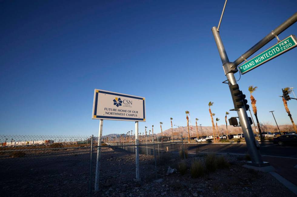 A sign that reads “Future Home of Our Northwest Campus” is seen on Monday, Jan. 23, 2023, a ...