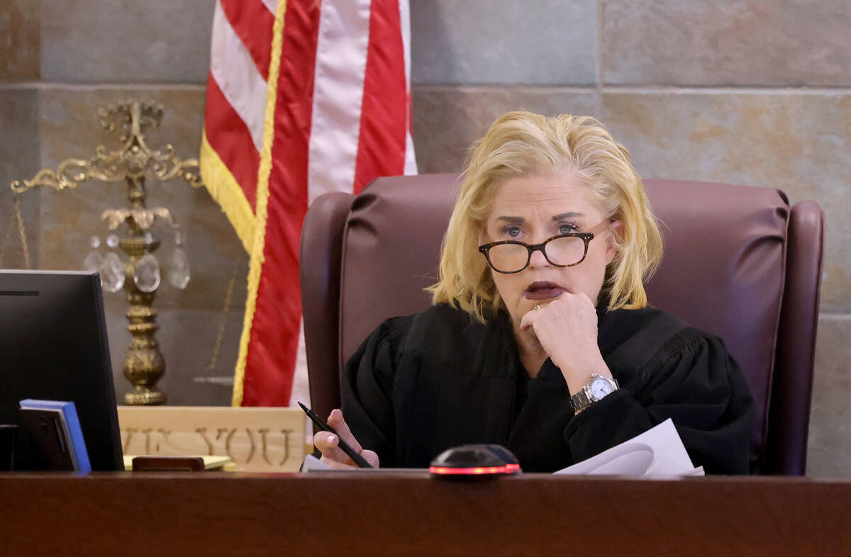 District Judge Michelle Leavitt listens in court Wednesday, Jan. 25, 2023, during a hearing for ...