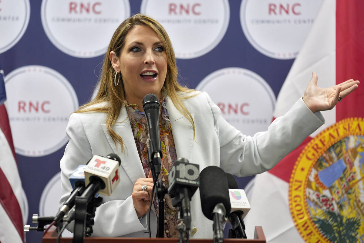Republican National Committee Chair Ronna McDaniel speaks during a voting rally Oct. 18, 2022, ...