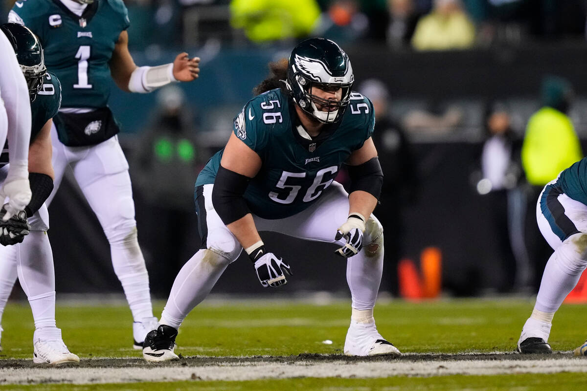 Philadelphia Eagles' Isaac Seumalo in action during an NFL divisional round playoff football ga ...