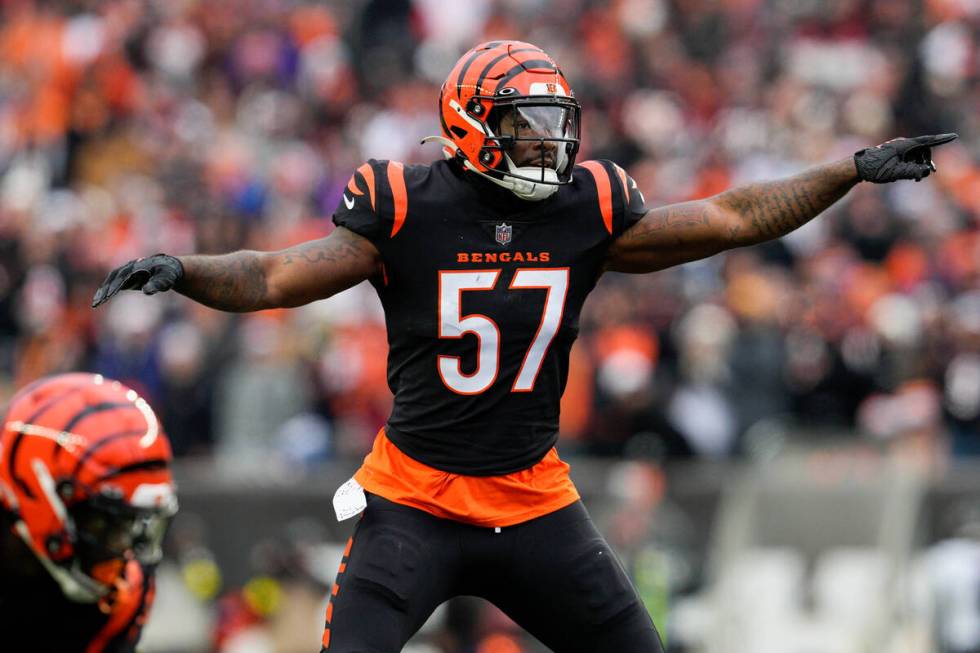 Cincinnati Bengals linebacker Germaine Pratt (57) gestures during an NFL football game against ...