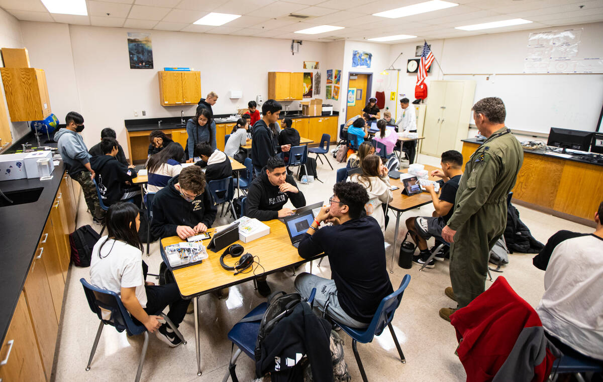 Students work with circuits in a project during their U.S. Space Force Junior ROTC program clas ...