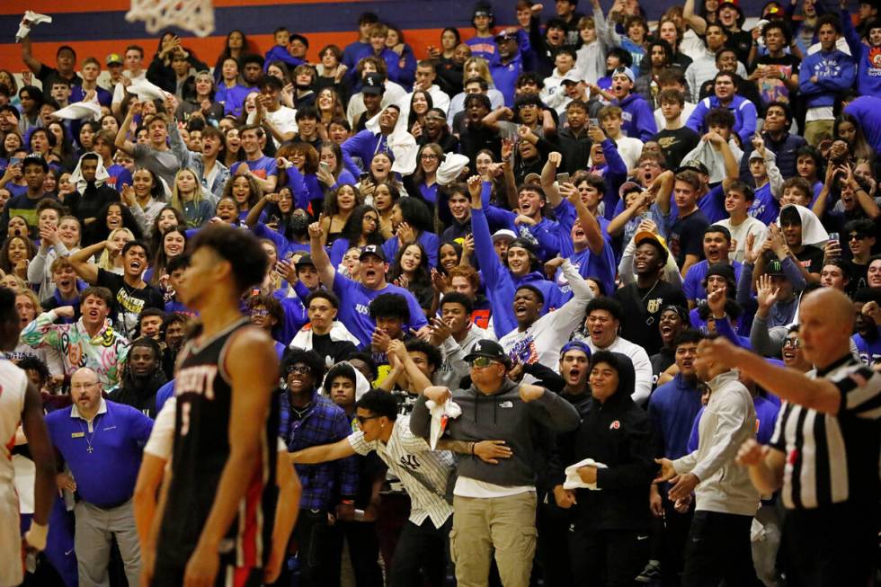 Bishop Gorman High School's fans cheer in the second half of the championship game against Libe ...