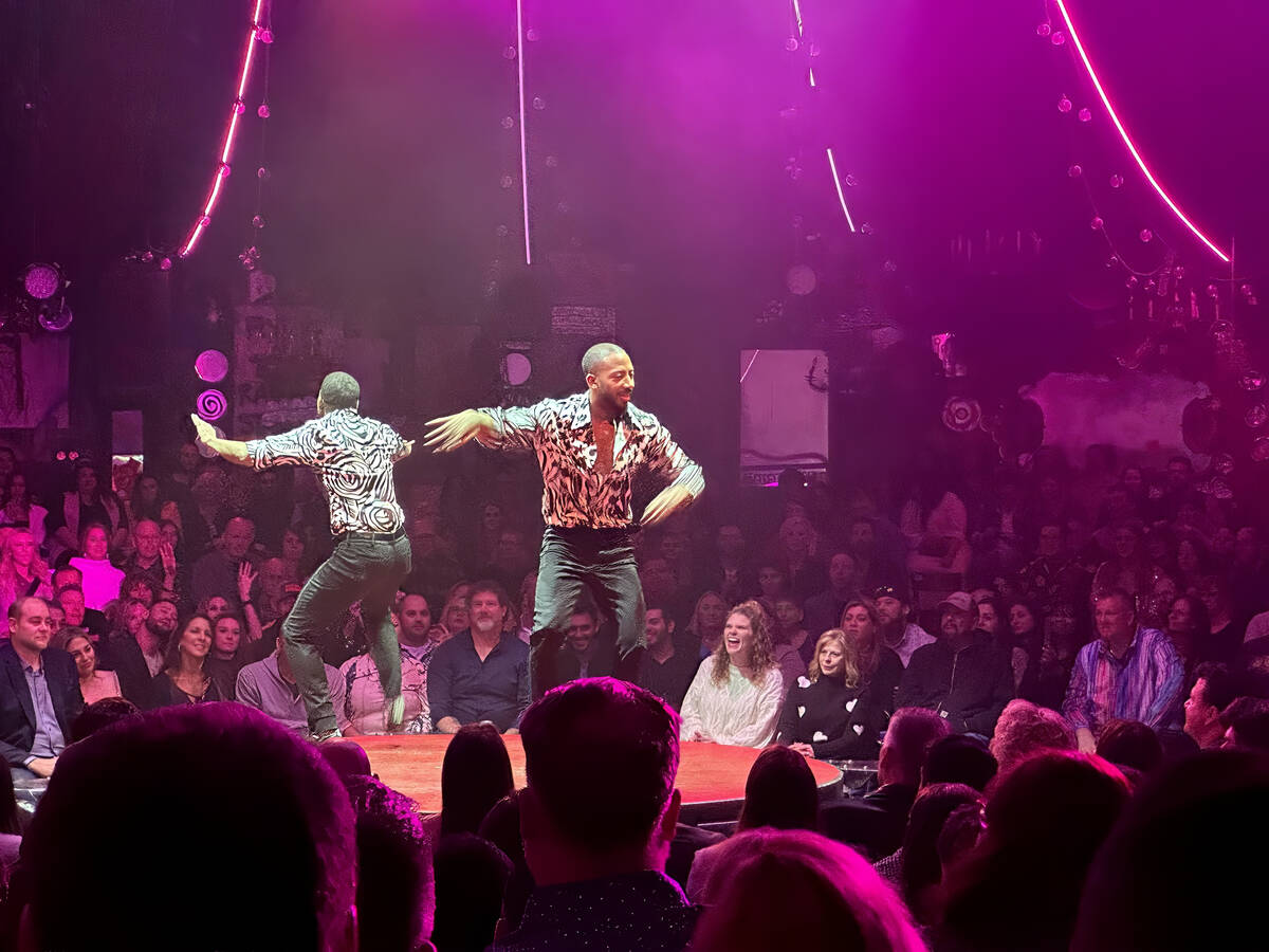 Twin brothers Sean and John Scott tap dance during “Absinthe” at Caesars Palace o ...