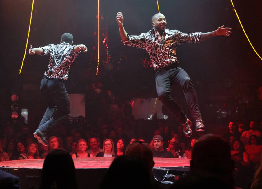 Twin brothers Sean and John Scott tap dance during “Absinthe” at Caesars Palace o ...