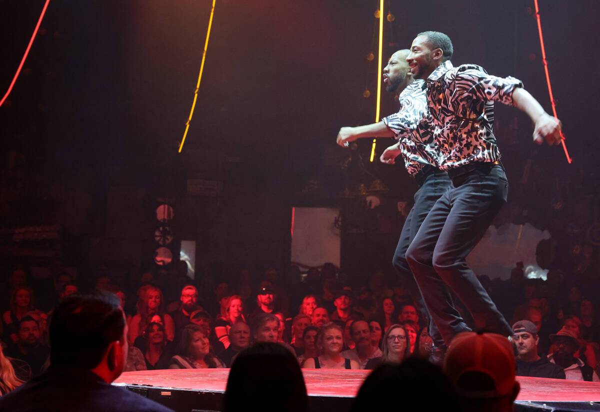 Twin brothers Sean and John Scott tap dance during “Absinthe” at Caesars Palace o ...