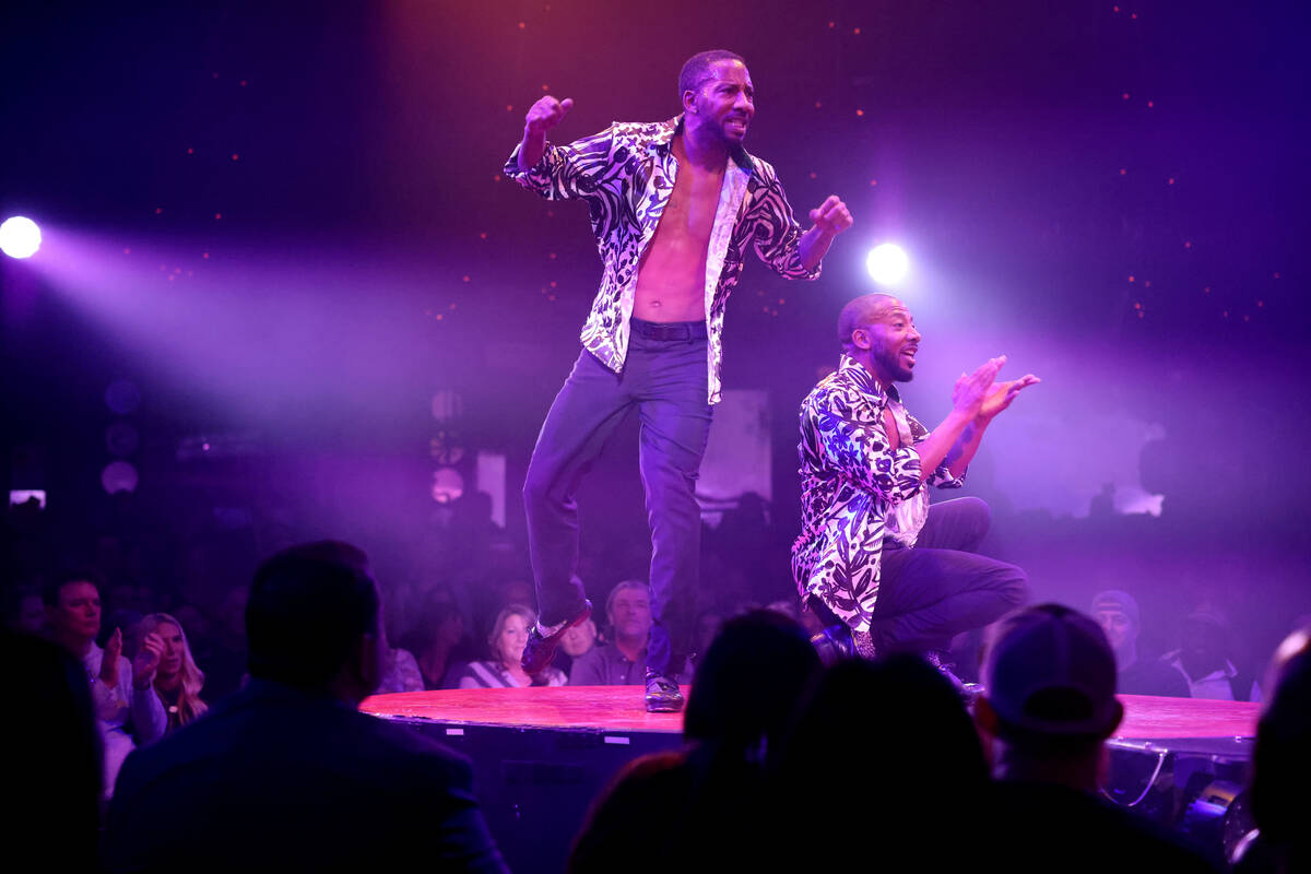 Twin brothers Sean and John Scott tap dance during “Absinthe” at Caesars Palace o ...