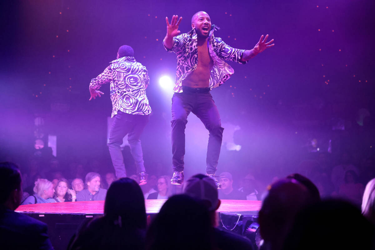 Twin brothers Sean and John Scott tap dance during “Absinthe” at Caesars Palace o ...