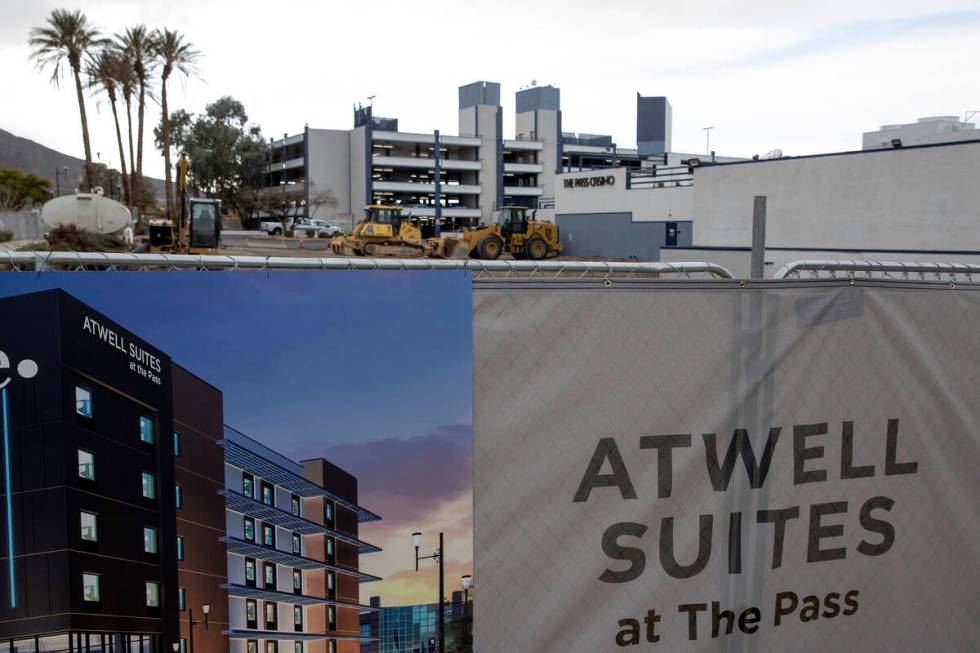 The construction site for a new Atwell Suites at The Pass Casino on Tuesday, Feb. 14, 2023, in ...