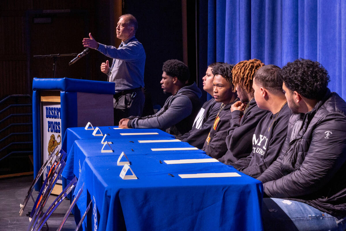 Principal Isaac Stein Desert is pleased to present 6 of the Desert Pines High School football p ...
