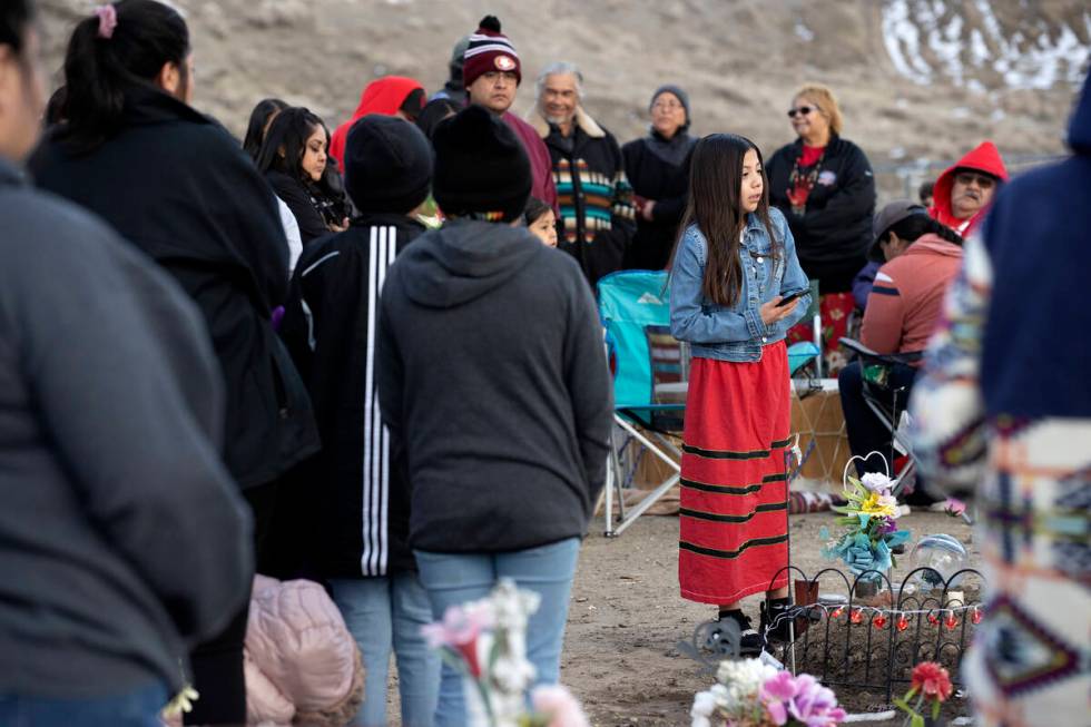 Leona Barlese, 10, sister of the late Anna Scott, a member of the Pyramid Lake Paiute Tribe, sp ...