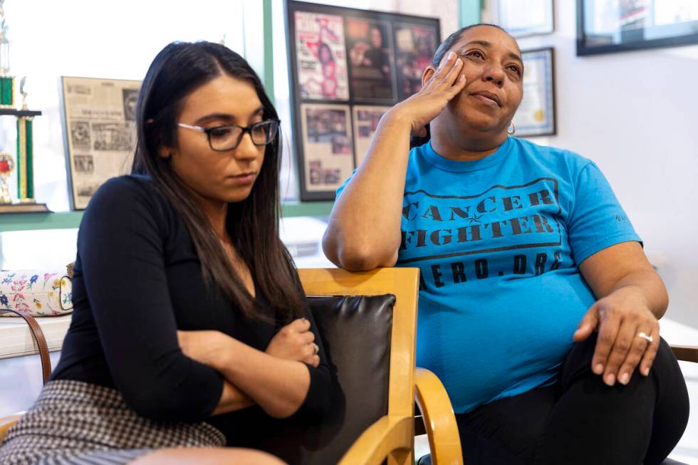 Navia Gonzalez, right, with her daughter Samantha Smith, are interviewed on the death of her st ...