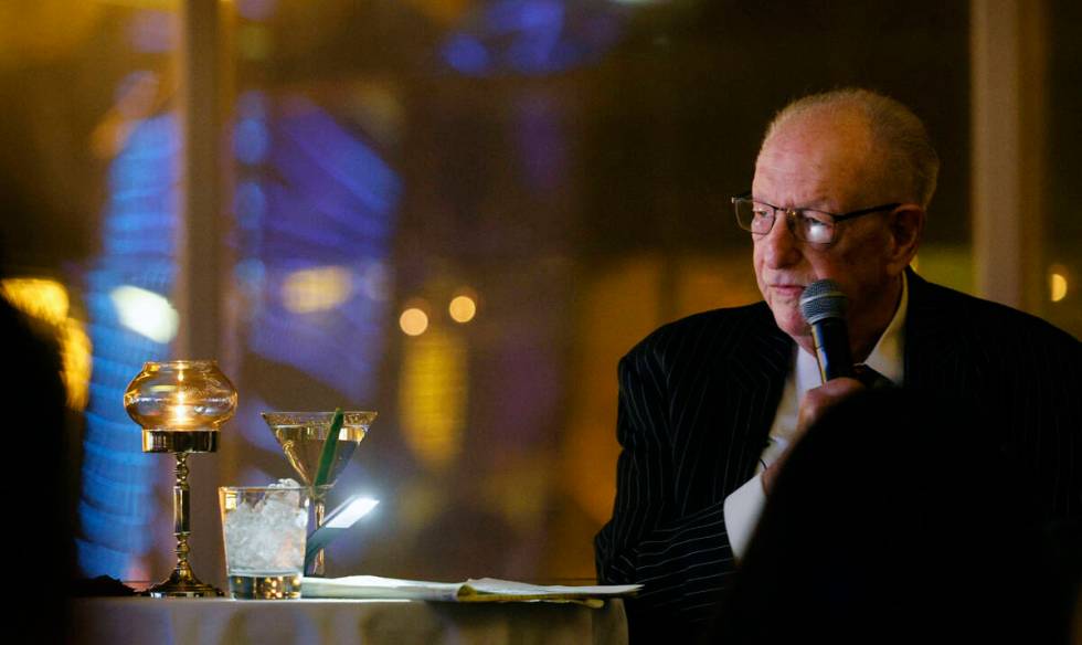 Oscar Goodman speaks during the Oscar's Dinner Series, Wednesday, Feb. 8, 2023, at Oscar's Stea ...