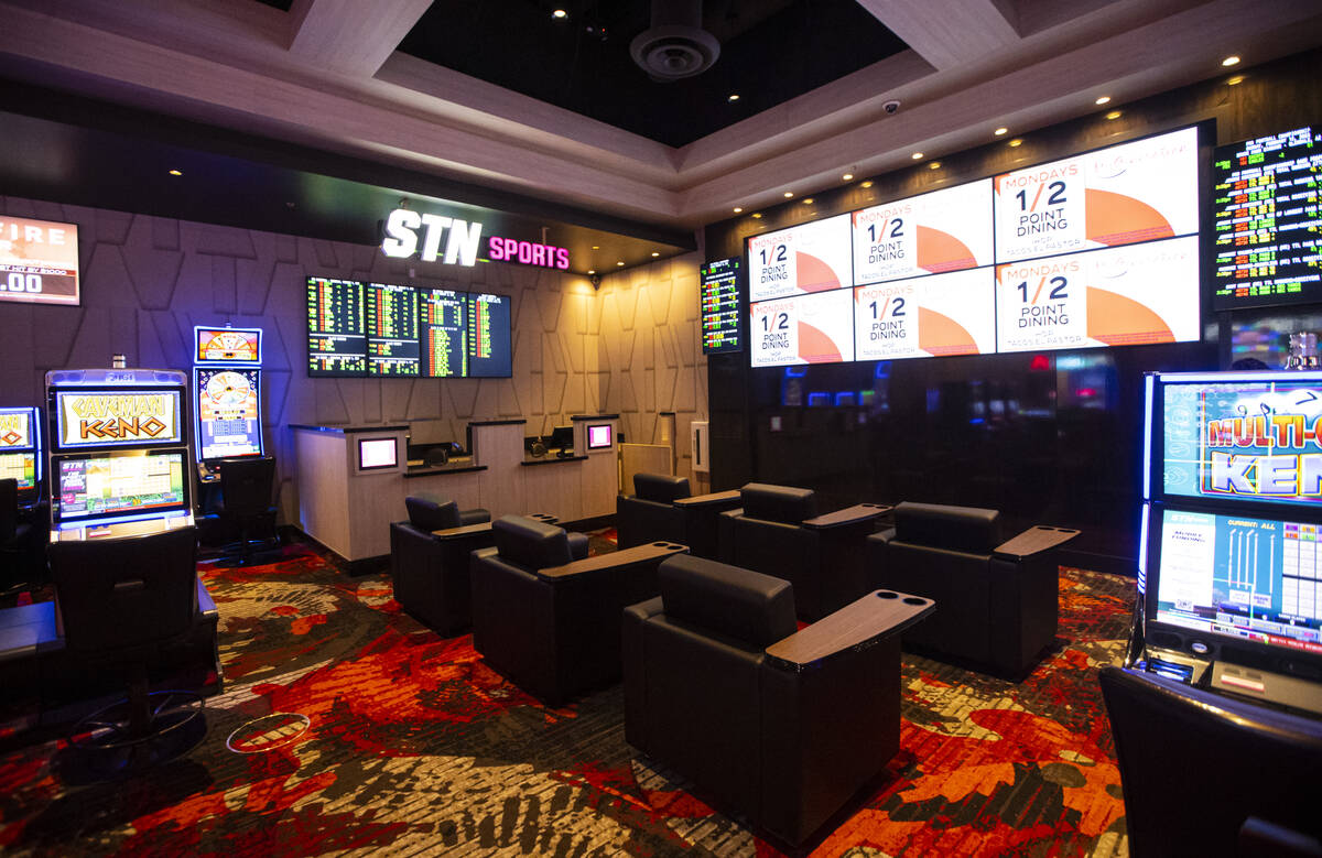 The STN Sportsbook is pictured at Wildfire Casino, slated to open this Friday, on Wednesday, Fe ...