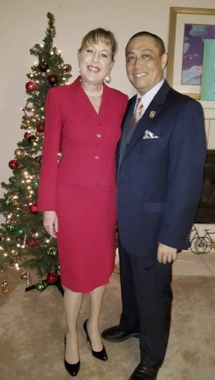 Amy Geiler poses with her long-term partner, Lawrence Macaraeg, in an undated photo, before she ...