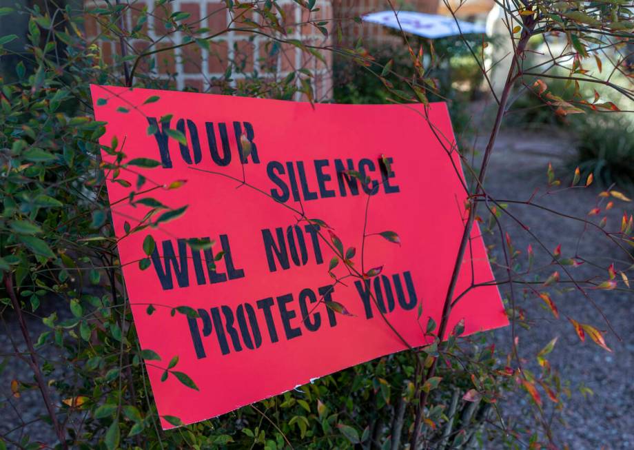 One of many signs on display as members of the Native community and allies gather as the number ...