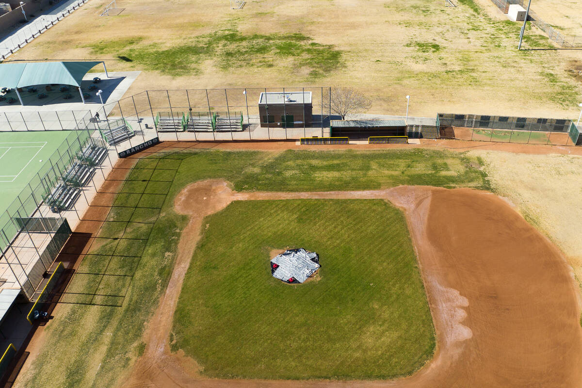 The Rancho High School baseball and soccer fields are shown on Monday, Feb. 13, 2023, in Las Ve ...