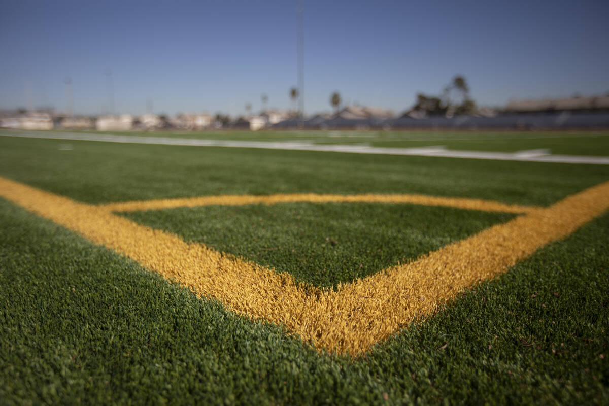 Clark High School's new turf field on Feb. 7, 2020, in Las Vegas. The Clark County School Distr ...