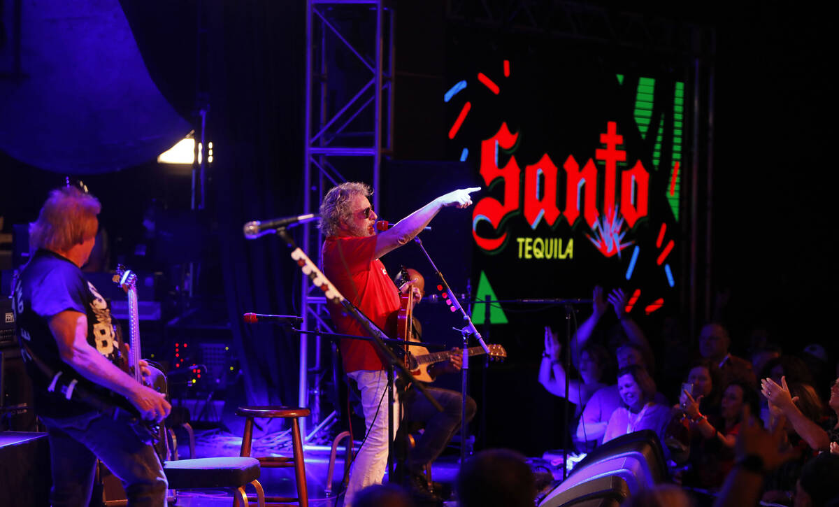 Michael Anthony, left, Sammy Hagar, center, and Vic Johnson, right, perform during Sammy Hagar ...