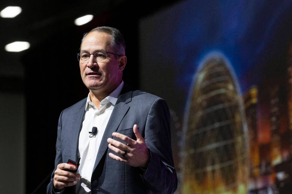 Lucas Watson, president of MSG Sphere, speaks during Las Vegas Chamber's annual forecasting pre ...